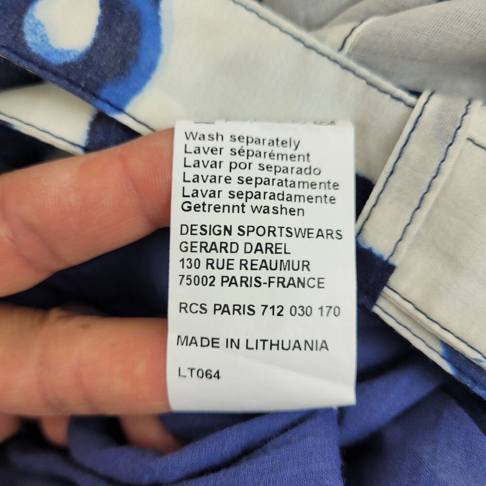 Gérard Darel Women's White Blue A-line Flare Skirt 6 cotton silk artsy party - Picture 9 of 10